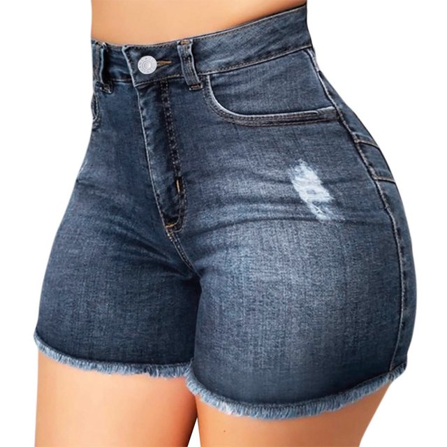 Pantalones cortos de mezclilla rotos para mujer a la moda, pantalones vaqueros rasgados de cintura alta, Pantalones ajustados Fridja fhjkhfk459465