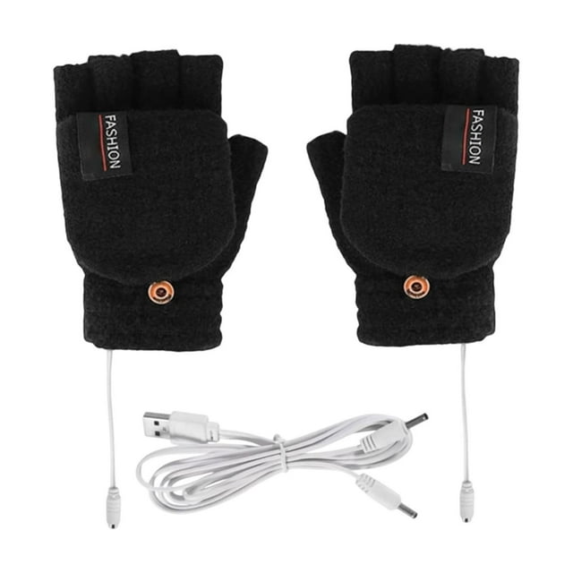 Gants Chauffants Rechargeables Usb, Gants d'Hiver Sans Doigts avec Chauffage Double Face, Chauffage Rapide pour Sports Extérieurs, Travail et Activités par Temps Froid