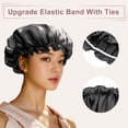 thumbnail image 4 of Gorros de Ducha Únicos Bargains Gorro de Sueño con Bandas Elásticas Ajustables Bonetes de Seda Transpirables Reducir el Encrespamiento Mantener el Estilo de Cabello Negro Medio, 4 of 7