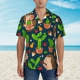 thumbnail image 4 of Fotbe Cute Hedgehogs Cactus Blue Hawaiian Shirt For Men Unisex Summer Beach Casual Short Sleeve Cotton Linen Button Down Shirts-X-Large, 4 of 9