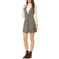 thumbnail image 3 of INSPIRE CHIC Women's Overall Houndstooth Pinafore Sleeveless Suspender Dress S Brown Black, 3 of 9