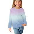 thumbnail image 2 of Hicidod Long Sleeve Shirts for Girls Crewneck Pullover Tops Lightweight Fashion Gradient Color Soft Fall Casual Blouses, 2 of 7