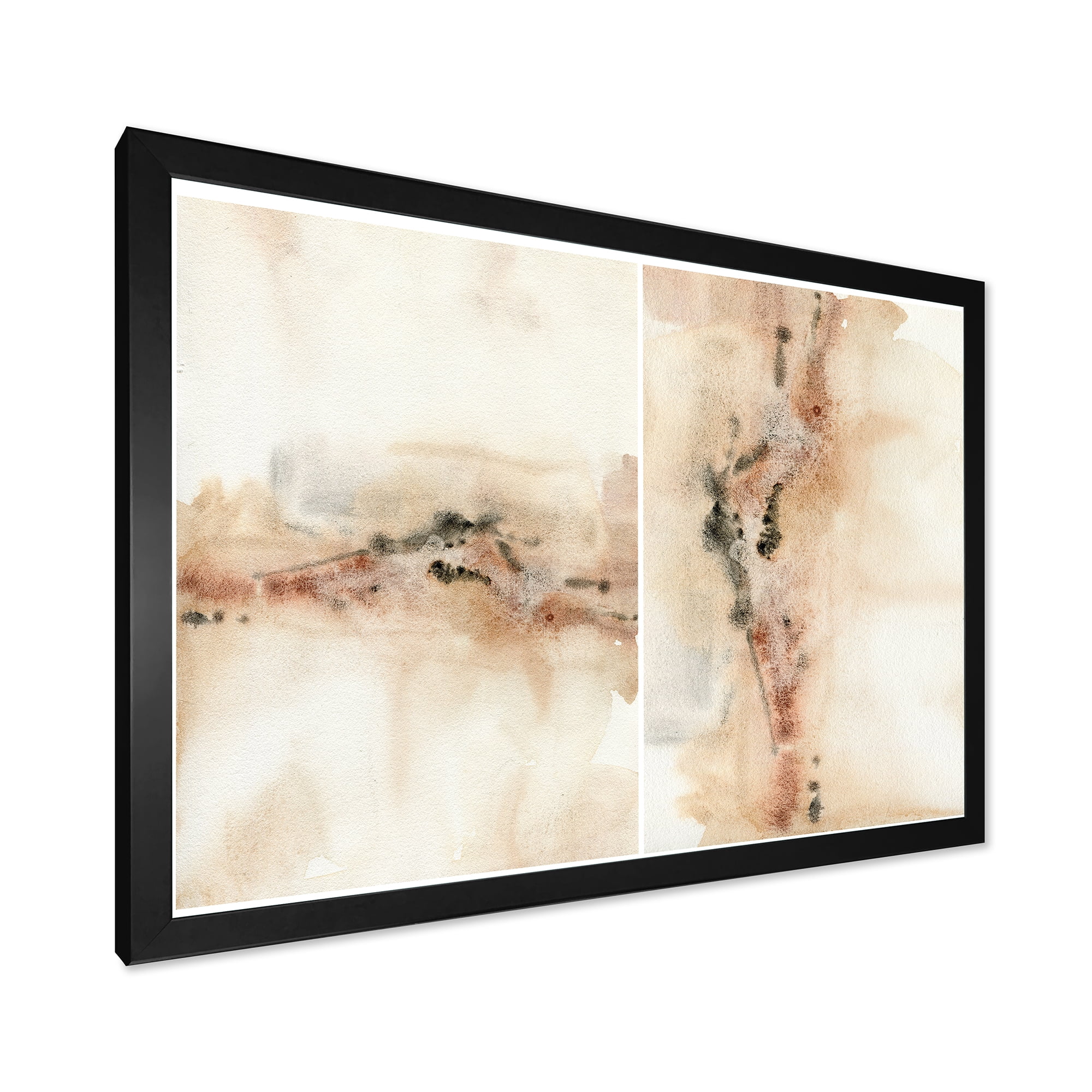 Designart 'Abstract Yelllow Red Beige and Pink Spots Pastel' Modern Framed Art Print