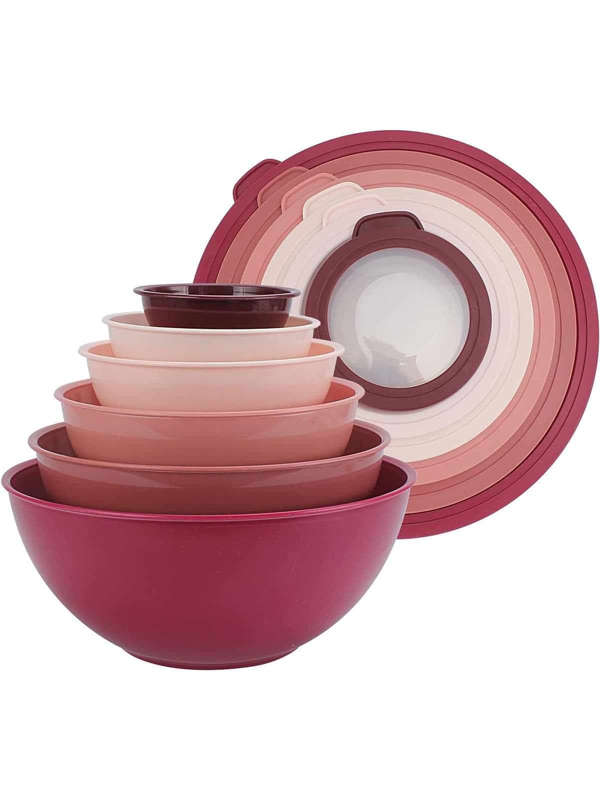 OSQI Mixing Bowls with TPR Lids 12 Piece Plastic Nesting Bowls Set