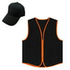 TOPTIE Unisex Workwear Set, Zipper Closure Vest & Baseball Cap, Cool For Summer-Black-US 4XL