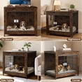 thumbnail image 3 of YOKWOK 27 Inch Wooden Dog Crate Furniture, Heavy Duty Dog Kennel with Secure Lock & Double Door, Sturdy Metal Pet Cage Indoor Use, Chew Resistant Dog House for Small Dogs, Rustic Brown, 3 of 7