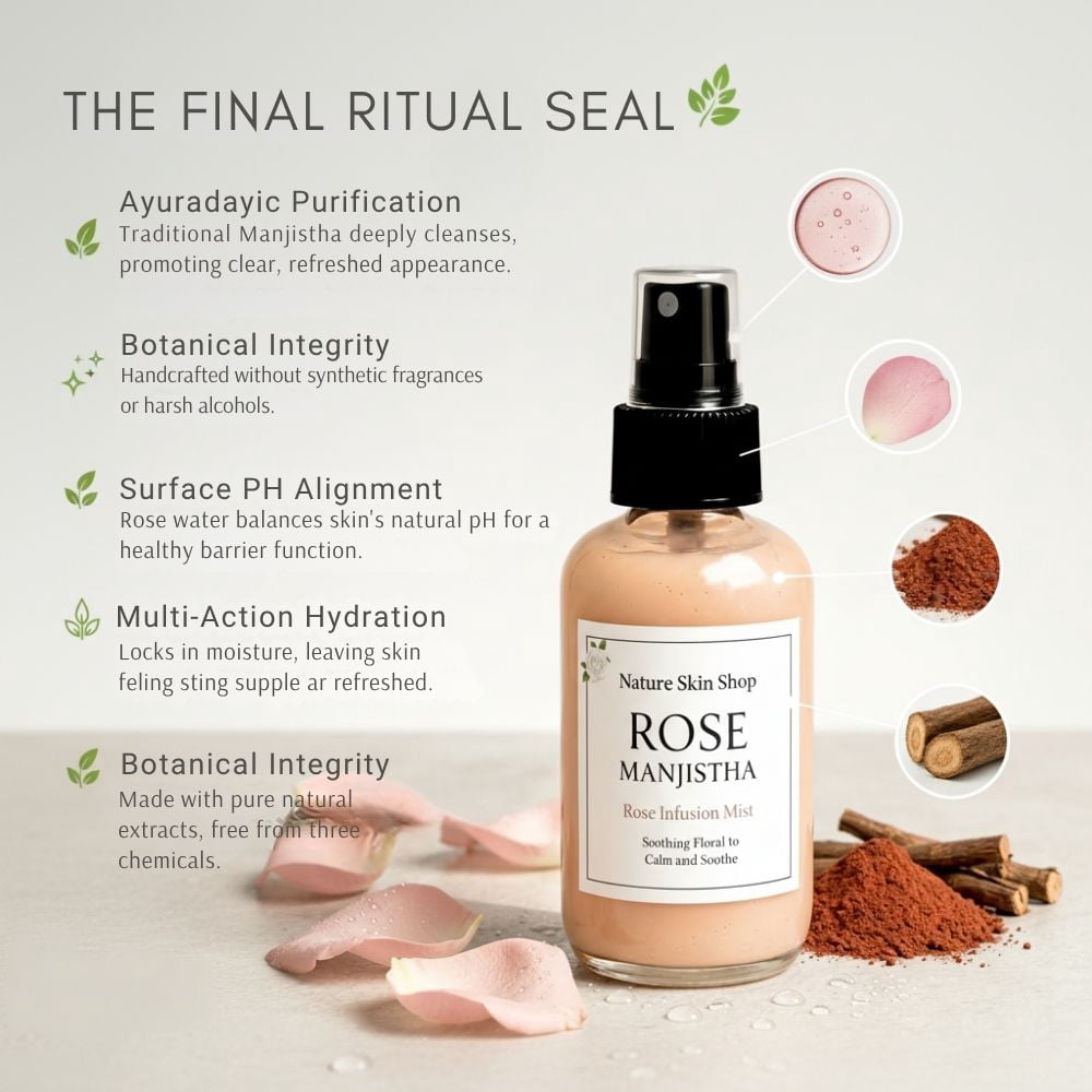 Nature Skin Shop Rose Water Manjistha Infusion Mist Spray, 4 oz