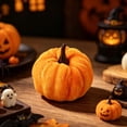 thumbnail image 4 of Mini Velvet Pumpkin Figurine Set, Assorted Autumn Harvest Colors, Plush Tabletop Thanksgiving Decor, Elegant Tiered Tray Accent for Mantel, Entryway, Dining Room, Fall Harvest Display, Orange-A, 4 of 9