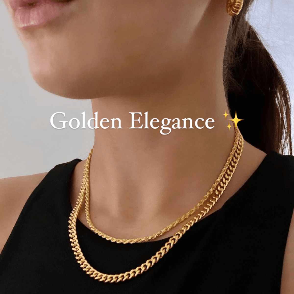 18K Gold Chain Necklace Set for Women, Best Trending Trendy Gold Chain Necklace Set Gift for Women, Lady, Mother, Wife, Mason & Madison Co.
