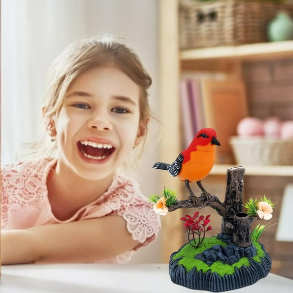 Chirping Birds Toys con Penholder Funciona con Loros parlantes controlados por Accesorios de decoración para el la oficina Regalo C Hugo Pájaro cantando