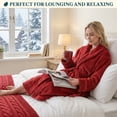 thumbnail image 5 of PAVILIA Plush Robe for Women, Soft Fleece Long Spa Robe, Ladies Bathrobe with Pockets, Warm Fuzzy Housecoat, Wine Red, L/XL, 5 of 8