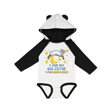 

Inktastic I Love My Big Sister to the Moon and Back Cute Sheep Gift Baby Boy or Baby Girl Long Sleeve Bodysuit