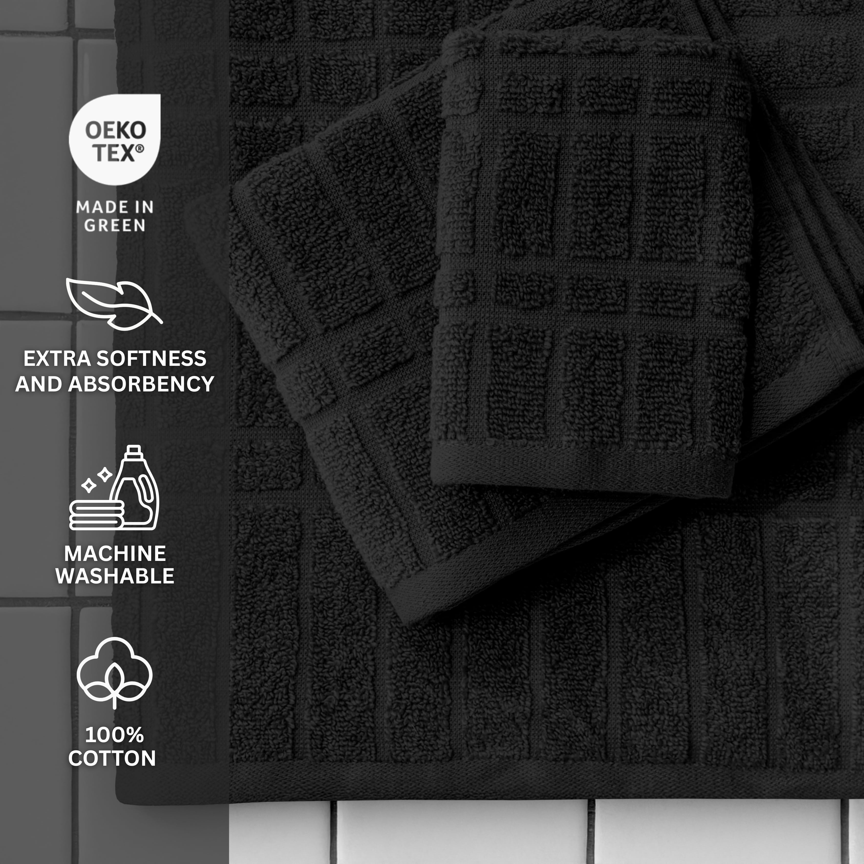 Mainstays Soft Touch Cotton 6-Piece Bath Towel Set, Black