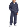 thumbnail image 2 of SERTGUTR Boys' Waffle Knit Hoodie Pullover Quarter Zip Kangaroo Pocket Elastic Waist Sweatpants 2 Piece Set Relaxed Fit Warm Winter School Outdoor Wear, 2 of 9