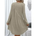 thumbnail image 6 of Women'S Long-Sleeved Dress, Round Neck, High Waist, Irregular Waist Dress Khaki XXL, 6 of 8