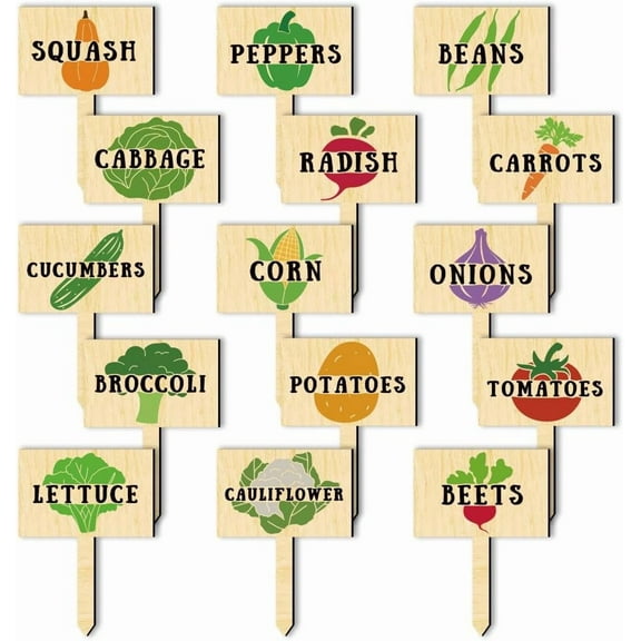 15 Pcs Wooden Plant Labels Vegetable Themed Plant Labels T-Shaped Plant Markers Bulk for Indoor Outdoor Lab Garden Nursery Potted Plants in Plant Marker Decoration Colorful