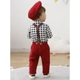 thumbnail image 4 of CARETOO Baby Boy Clothes Set Infant Long Sleeve Gentleman Suit Suspender Pants Bowtie Hat 0-24M 4pcs, 4 of 6