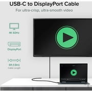 كابل USB C قابل للتوصيل إلى DisplayPort 6 أقدام ( 1.8 م ) ، حتى 4K عند 60 هرتز ، كابل USB C DisplayPort - متوافق مع Thunderbolt و USB-C - بدون سائق