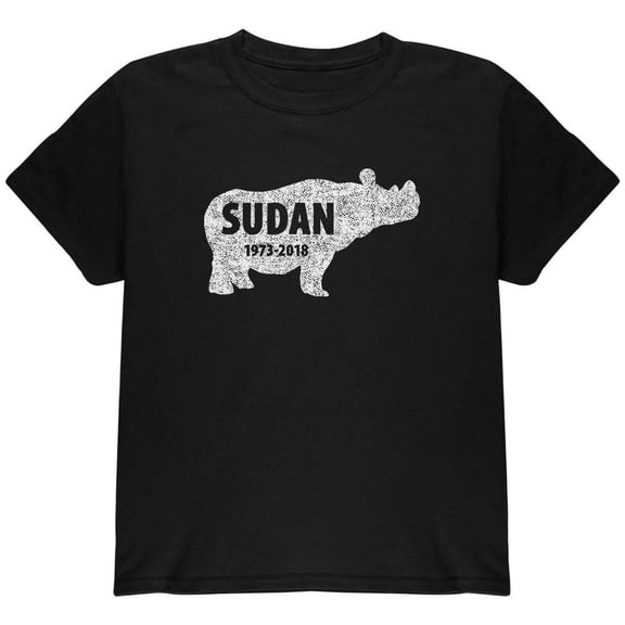 Sudan Last Male White Rhino Silhouette Youth T Shirt Black YMD