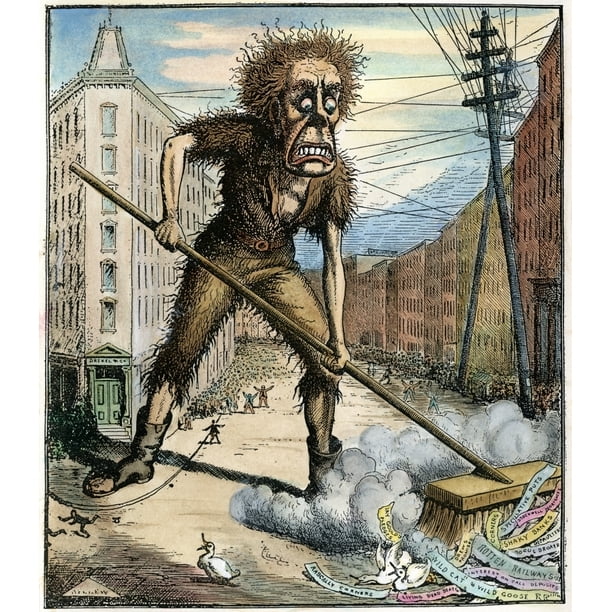 Cartoon Wall Street 1873 Npanic As A Health Officer Sweeps The Garbage Out Of Wall Street A Contemporary Comment On The - Walmart.com - Walmart.com