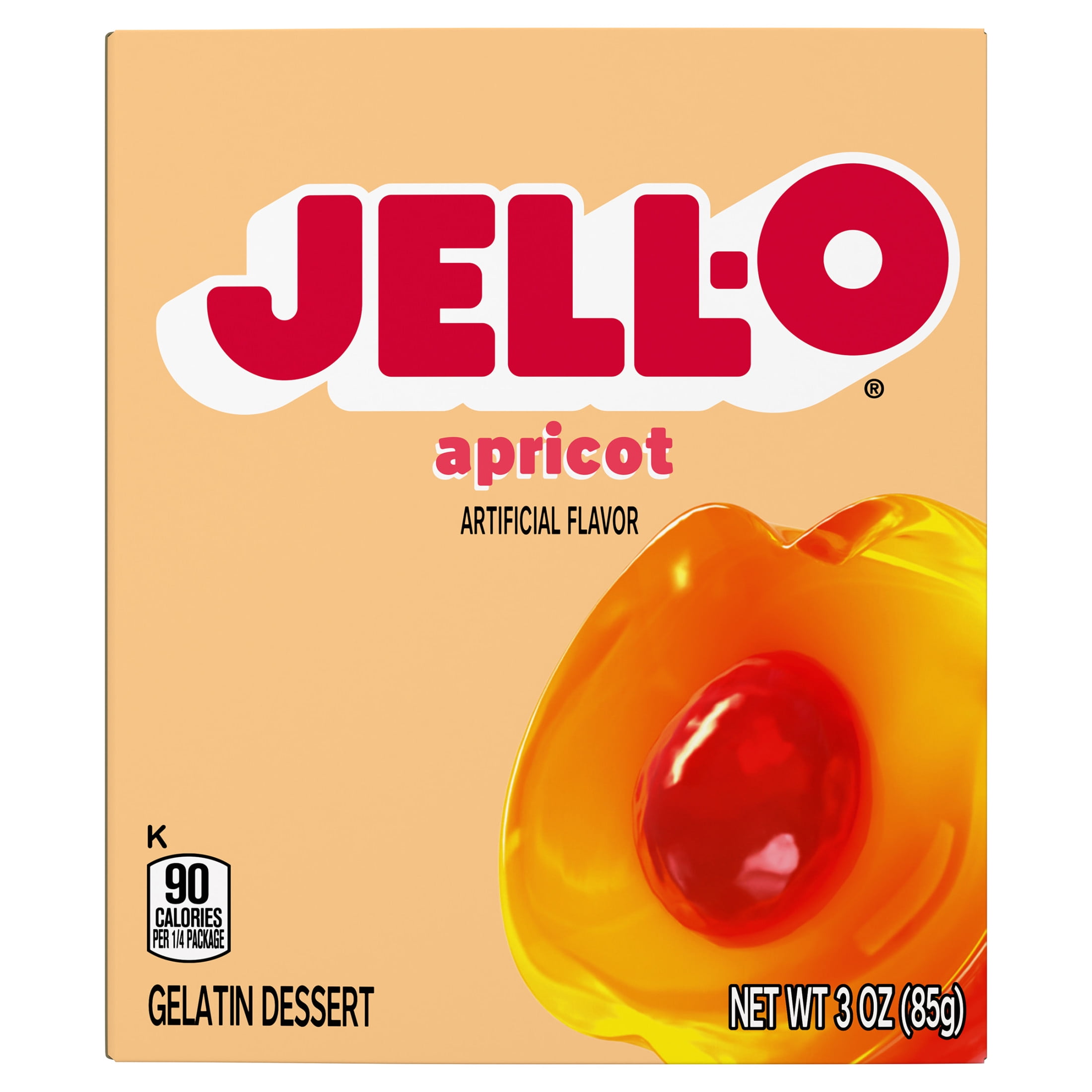Jell-O Apricot Flavored Gelatin Dessert Mix, 3 oz Box