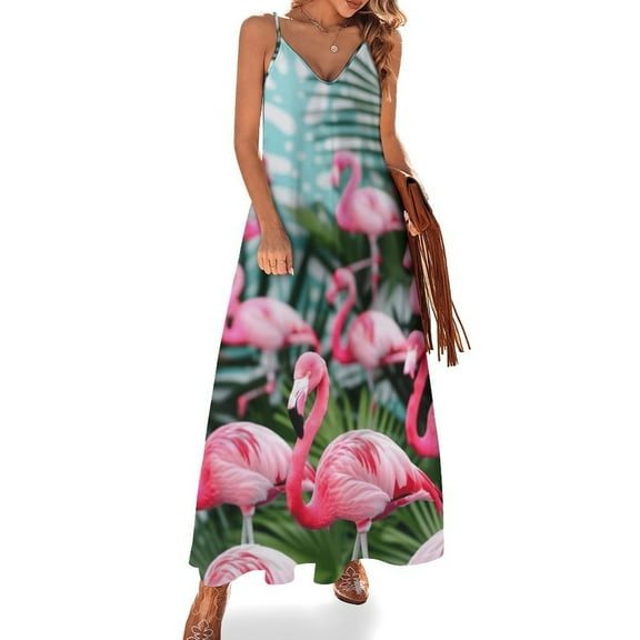 Flamingo Pattern Sleeveless Dress for Women Clothing Female Women's Summer Skirt