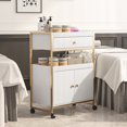thumbnail image 2 of Hironpal Salon Rolling Cart with Wheels, Mobile Beauty Trolley with Drawers for Salon, Beauty, Spa, White, 2 of 8