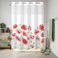 thumbnail image 6 of No Hook Shower Curtain, Red Pink Poppy Shower Curtains for Bathroom with See Through Top Window, Spring Summer Farmhouse Floral Botanical Waterproof & Washable Bath Curtain 60"x72", 6 of 9