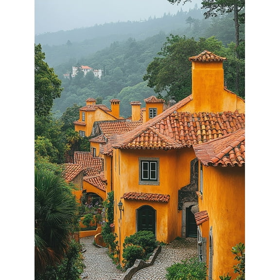 Yellow House Village Canvas Prints/Wall Art, Perfect for Living Room, Bedroom, Dining Room, Office, and Hallway Decoration.
