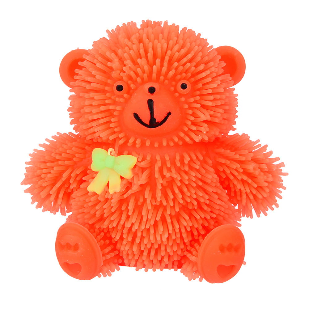 1 x 8CM Kids Light Up Flashing Puffer Teddy Bear Squishy Led Sensory Toy 