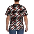 thumbnail image 3 of Vsdgher Houndstooth Green Red Print Men's Dry Fit Mesh Athletic Shirts Moisture Wicking Tennis T-Shirt Tops, 3 of 9