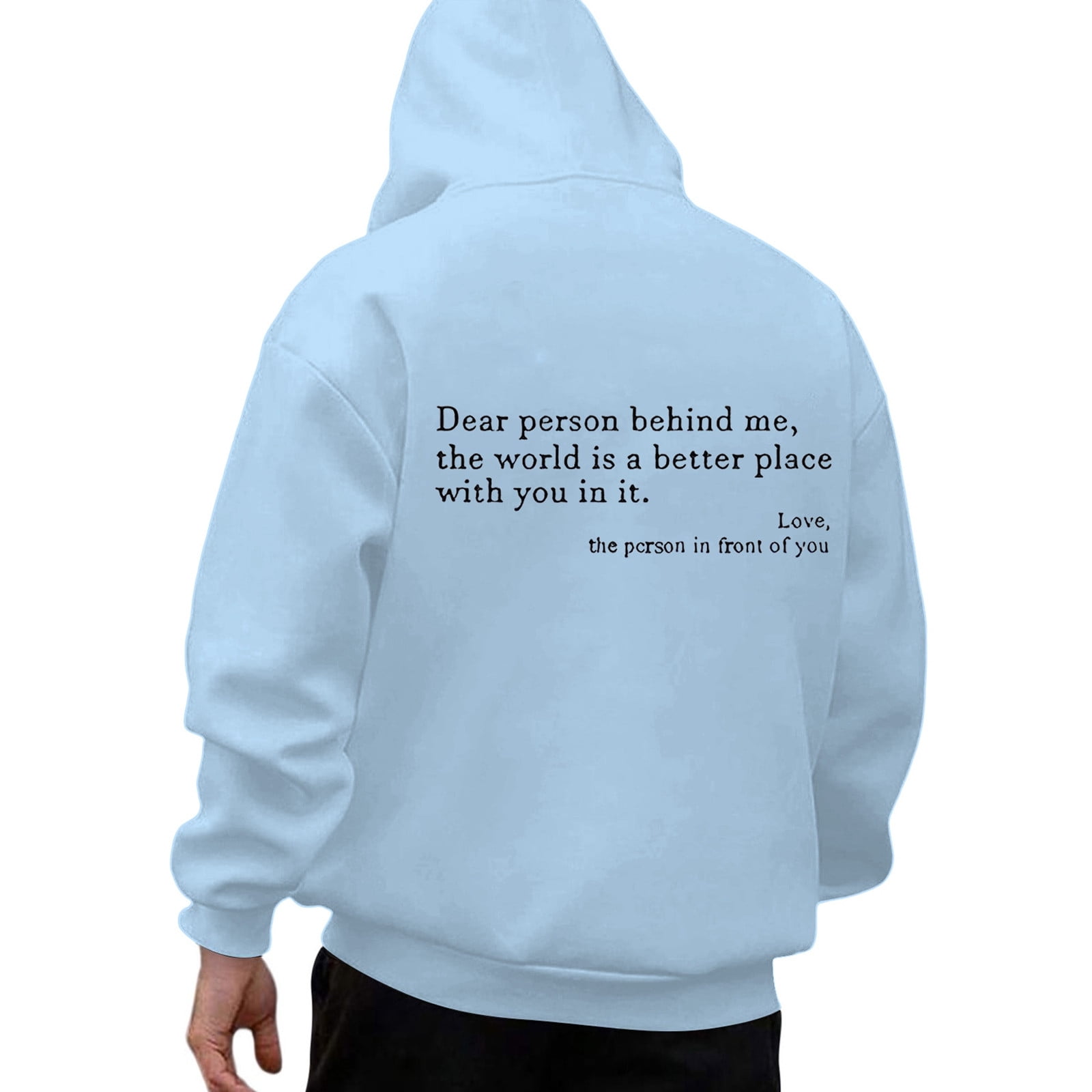 CONFREE Mens Hoodie Letter Prints Hoodies For Men Graphic Long Sleeve Casual Pullover Hooded Sweatshirts With Pockets