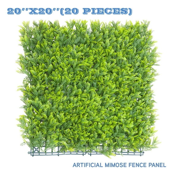 Sunshades Depot Artificial Mimose Fence Panel Green Wall Windscreen Privacy Screen Decorative Ivy Faux Leaves-20Pcs