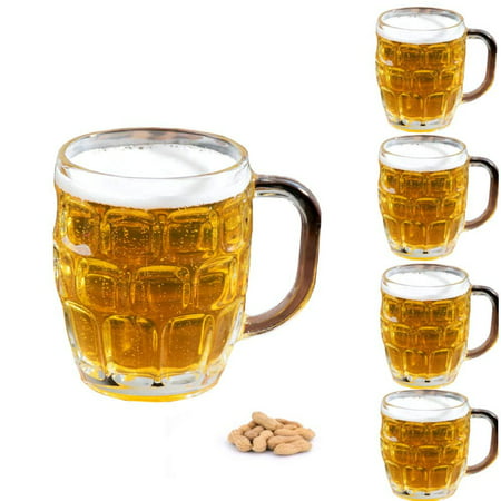 Set of 4 Dimple Stein Irish Beer Glass Mug With Handle-16 oz,Clear