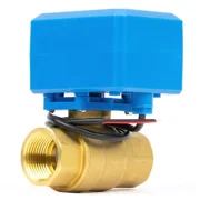 U. S. Solid Motorized Ball Valve with 3 Signal Lights, 3/4 inch, Brass, Normally Closed, Blue Casing
