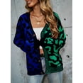 thumbnail image 3 of Women Slouchy Checkered Cardigan Open Front Oversized Vintage Graphic Sweaters Plaid Knit Outwear Coat Dark Green L, 3 of 7