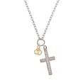 thumbnail image 2 of Delight Jewelry Goldtone Mini Handcuffs Everlasting Love Engraved Cross Zoey Necklace, 28", 2 of 4