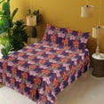 thumbnail image 2 of Ambesonne Floral Fitted & Flat Sheet with Shams 4 Pcs Set, Minimalist Hibiscus Flowers, Calking, Dark Magenta Blush, 2 of 5