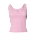 thumbnail image 4 of Njoeus Cute Summer Tops for Women Young Adult Tank Top Womens Sleeveless Vests Button Front Crop Tank Tops Slim Fitted Knit Ribbed Tank Tops for Women Casual Camis Y2K Tops Workout Tank Tops Woman On, 4 of 6