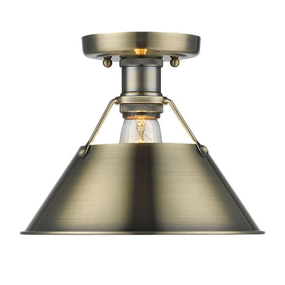 Yep by Golden Lighting Orwell 1-light Flush Mount in Aged Brass