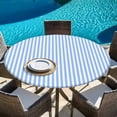 thumbnail image 6 of Blue White Stripe Round Tablecloth, Fitted Table Cover with Elastic for 55"-60" Round Tables, Modern Minimalist Geometric Striped Table Cloth Outdoor Indoor Dinning Party Waterproof Tablecloths, 6 of 7