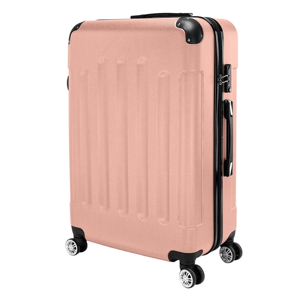 3-Piece Travel Lightweight Suitcases, ABS Trolley Case (20"/24"/28"), with Rolling Wheels, Lightweight, Large Capacity, Suitable for Travel, Rose Gold