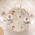 thumbnail image 4 of Ambesonne Mid Century Fitted Round Tablecloth, Rainbows Boho Modern, 45"- 56" Diameter, Eggshell Dried Rose Grey, 4 of 5