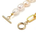 thumbnail image 5 of 1 pc Mother's Day Jewellery Natural Baroque Pearl Keshi Pearl Beaded Bracelets with Iron Paperclip Chains and 304 Stainless Steel Toggle Clasps Golden 7.28~7.68 inch(18.5~19.5cm), 5 of 6