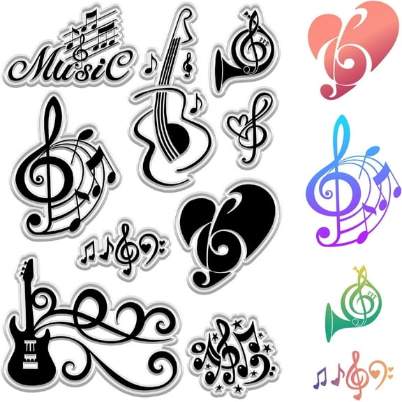 1 Sheet Custom PVC Plastic Clear Stamps for DIY Scrapbooking Photo Album Decorative Cards Making Stamp Sheets Film Frame Musical Note 160x110x3mm