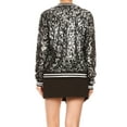 thumbnail image 3 of Fashion Womens Sequin Jacket Long Sleeve Front Zip with Ribbed Cuffs Outerwear Tops, 3 of 7