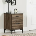 thumbnail image 1 of South Shore Musano 2-Drawer Nightstand with Metal Legs for Adult, in Natural Walnut, 1 of 12