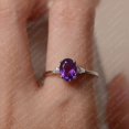 thumbnail image 5 of Purple amethyst ring, February birthstone, oval cut gemstone, sterling silver, 5 of 5