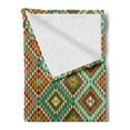 thumbnail image 2 of Earth Tones Soft Flannel Fleece Throw Blanket, Traditional Mexican Design with Folkloric Accents Geometric and Retro Styled, Cozy Plush for Indoor and Outdoor Use, 70" x 90", Multicolor, by Ambesonne, 2 of 5