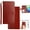 Brown, variant on for Samsung Galaxy Note 20 Flip Kickstand Case, Premium PU Leather Wallet with Credit Card Holder[ RFID Blocking] 360 Full Shockproof Protection Magnetic Closure Phone Cover&Wrist Strap, Red